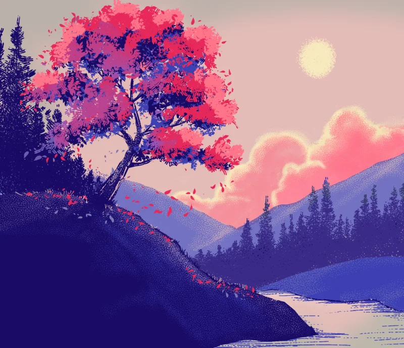 Cherry blossom scene 